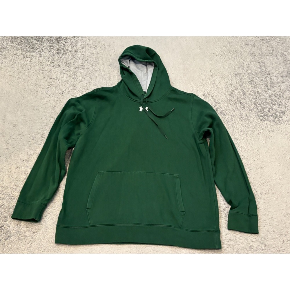 Under Armour Hustle Fleece Hoodie Mens Large Kelly Green Pullover 1300123